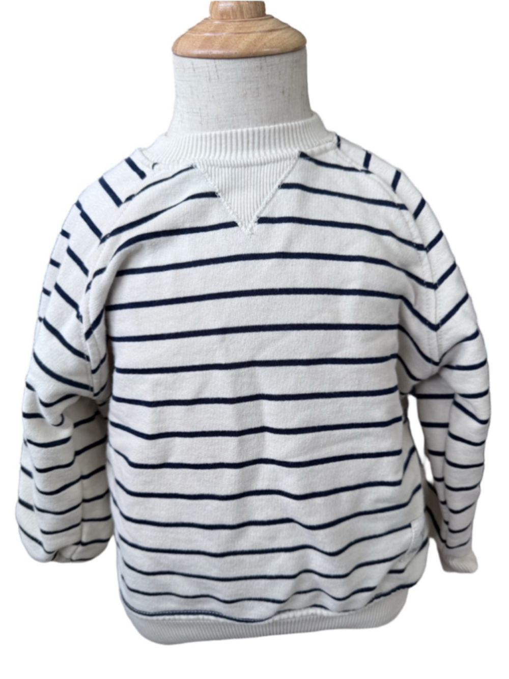 Boys ZARA Striped Sweatshirt 3T White Navy Blue